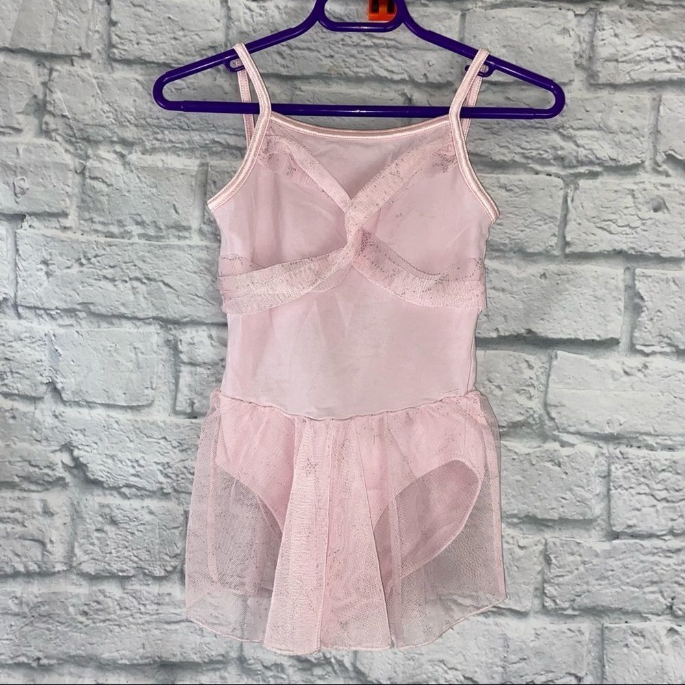 Capezio Spaghetti strap leotard with tulle skirt light pink sz XS